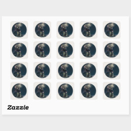 Black Cat Starry Night Stickers Fyrkantigt Klistermärke