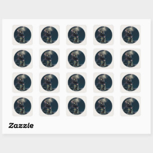 Black Cat Starry Night Stickers Fyrkantigt Klistermärke