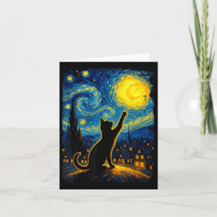 Black Cat Starry Night Van Gogh Cat, Cat Mamma, Ca Kort