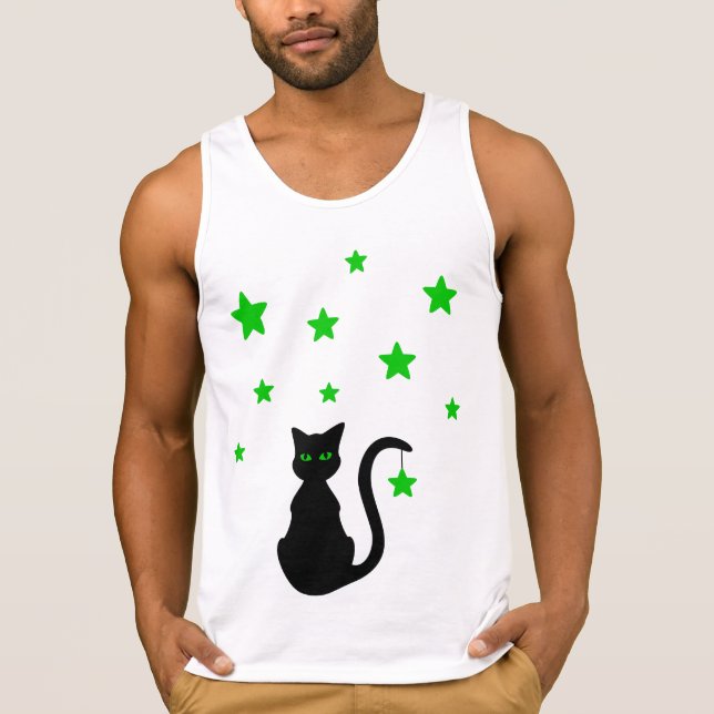 Black Cat Stars T-Shirt (Framsida)