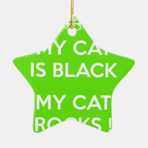 Black cat sten julgransprydnad keramik
