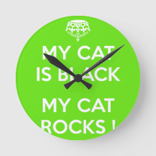 Black cat sten rund klocka