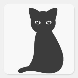 Black cat Sticker Fyrkantigt Klistermärke