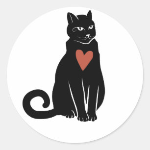 Black cat Sticker Runt Klistermärke