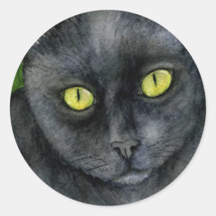 Black Cat Sticker Runt Klistermärke