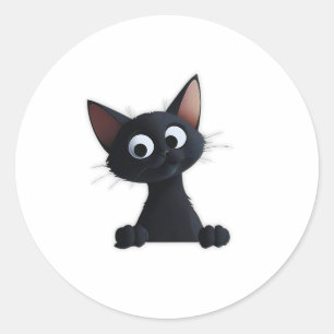 Black Cat Sticker Runt Klistermärke