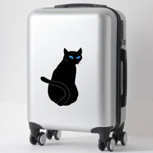 Black Cat Sticker with Blue Eyes Klistermärken