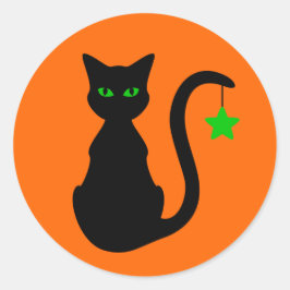 Black Cat Stickers Runt Klistermärke
