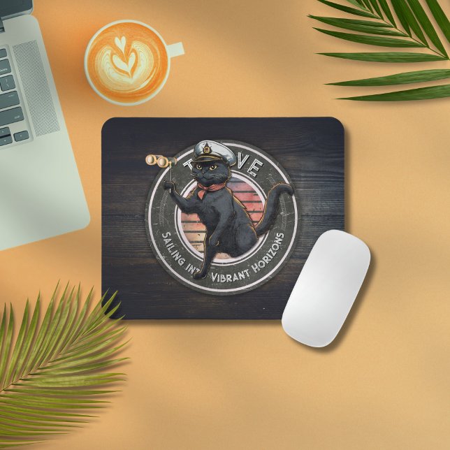Black Cat Sunset: En resa till THRIVE Musmatta (Black Cat Sunset: A Voyage to THRIVE Mouse Pad)