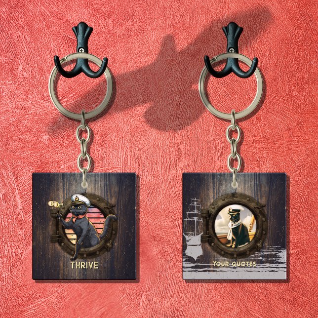 Black Cat Sunset: En resa till THRIVE Square (Black Cat Sunset: A Voyage to THRIVE Square Keychain)