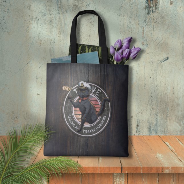 Black Cat Sunset: En resa till THRIVE Tygkasse (Black Cat Sunset: A Voyage to THRIVE Tote Bag)