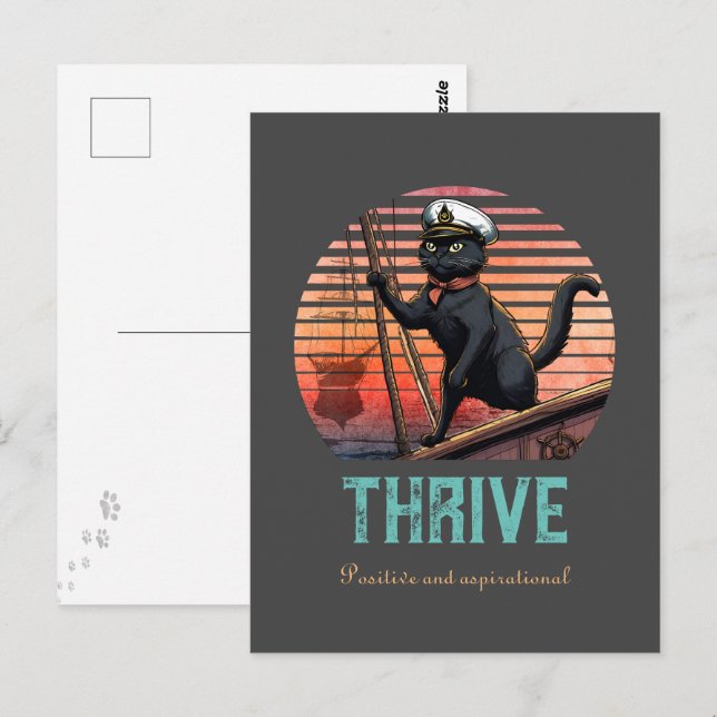 Black Cat Sunset: En resa till THRIVE Vykort (Fram/baksida)