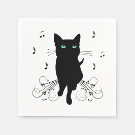 Black Cat Surrounded by Whispering Notes of Music Pappersservett