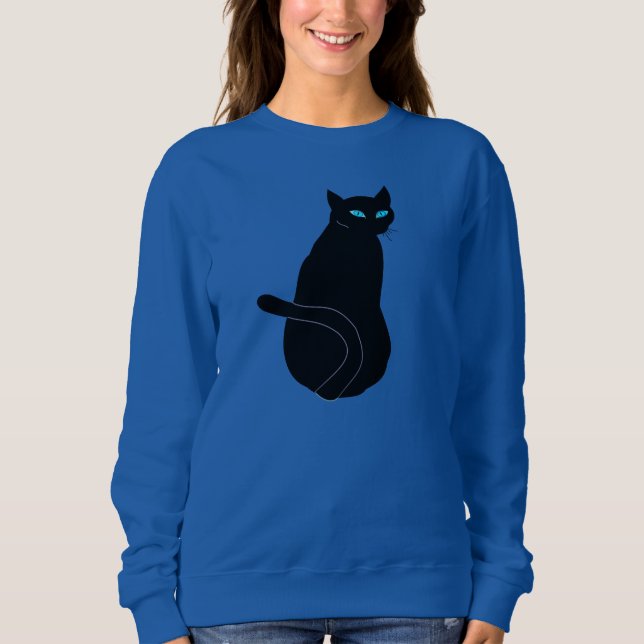 Black Cat Sweatshirt T Shirt (Framsida)