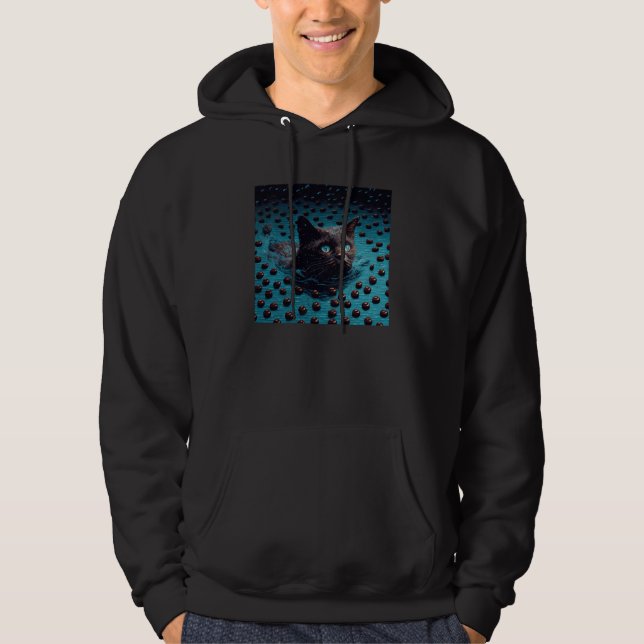 Black Cat Swimming Chocolate Hoodie (Framsida)
