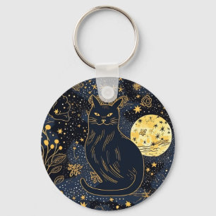 Black Cat the Starry Himlar Keychain Nyckelring