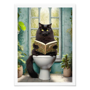 Black Cat Toilet Fototryck