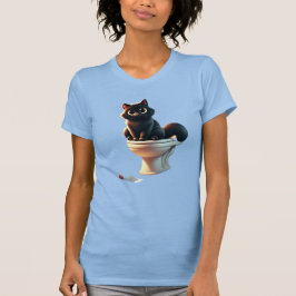 Black Cat Toilet - Funny Bathroom Art T Shirt
