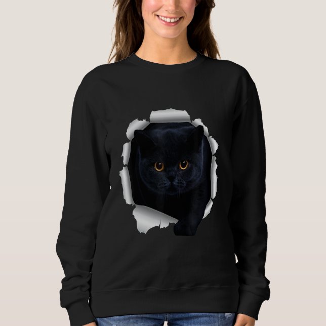 Black Cat Torn Cloth T Shirt (Framsida)