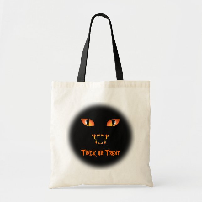 Black Cat Tote Bag Halloween Bus eller godis Bag Tygkasse (Framsidan)