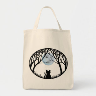 Black Cat Tote Bag Tjock Cat Matkasse Halloween Tygkasse