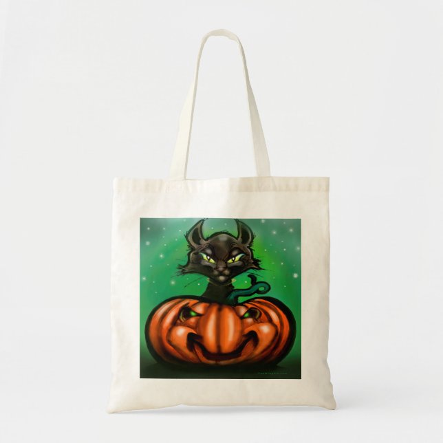 Black Cat Tote Bag Tygkasse (Framsidan)