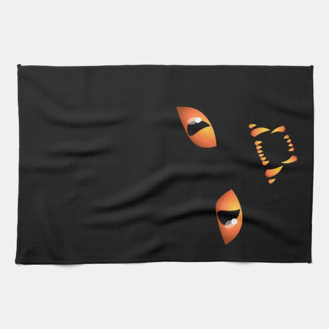 Black Cat Towel Spooky Halloween Cat Tea Towels Kökshandduk (Horisontell)