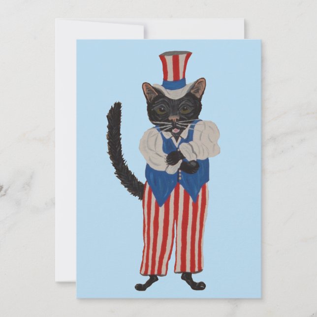 Black Cat Uncle Sam Inbjudningar (Framsida)