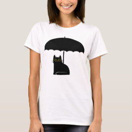 Black Cat under Parbrella T Shirt