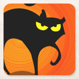 Black Cat Underlägg Papper Kvadrat