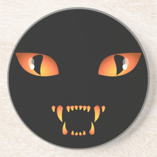 Black Cat Underlägg Roligt Halloween Evil Cat Deco Sandsten