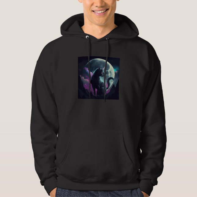 Black Cat Unicorn Moon Hoodie (Framsida)