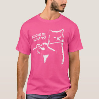 Black Cat-uppspelning Flute - Lustigt grafiskt kat T Shirt