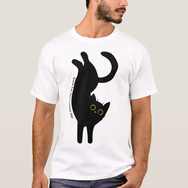 Black Cat-utvärderingsdag, tecknad T Shirt (Framsida)