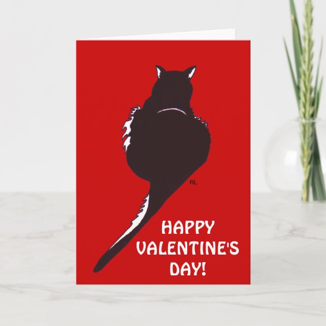 Black Cat Valentine Card Helgkort (Framsida)
