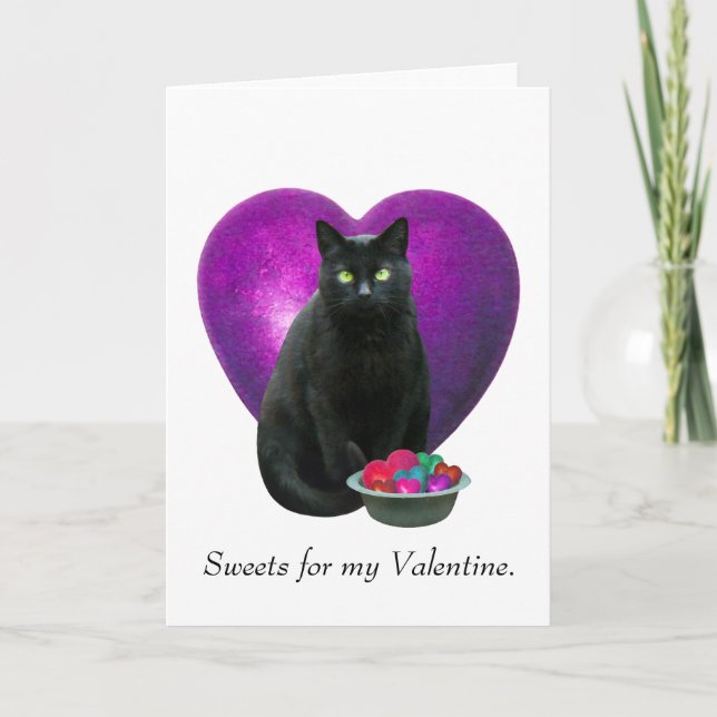 Black Cat Valentine Card Helgkort (Framsida)