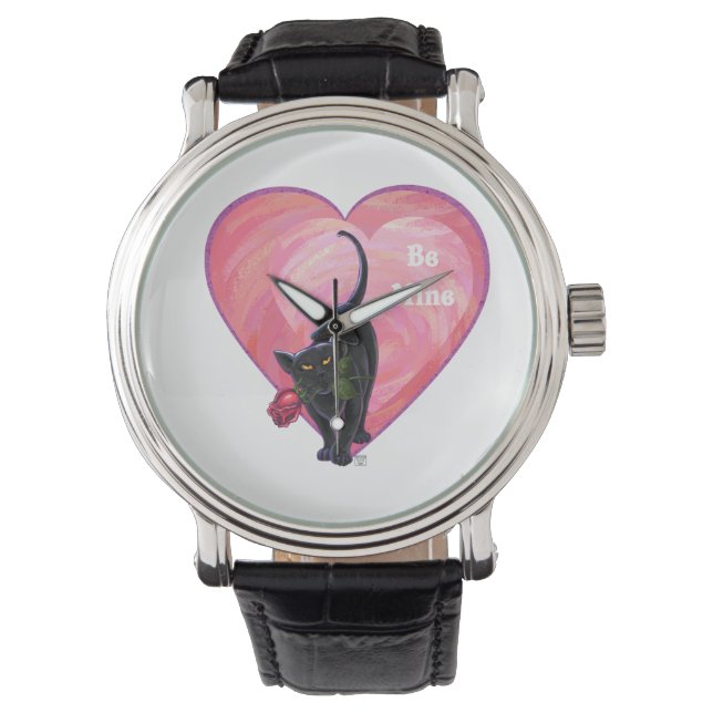 Black Cat Valentine Day Armbandsur (Framsida)