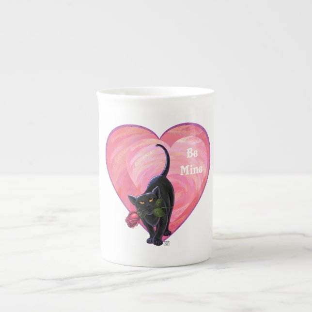 Black Cat Valentine Day Benporslin Mugg (Framsidan)