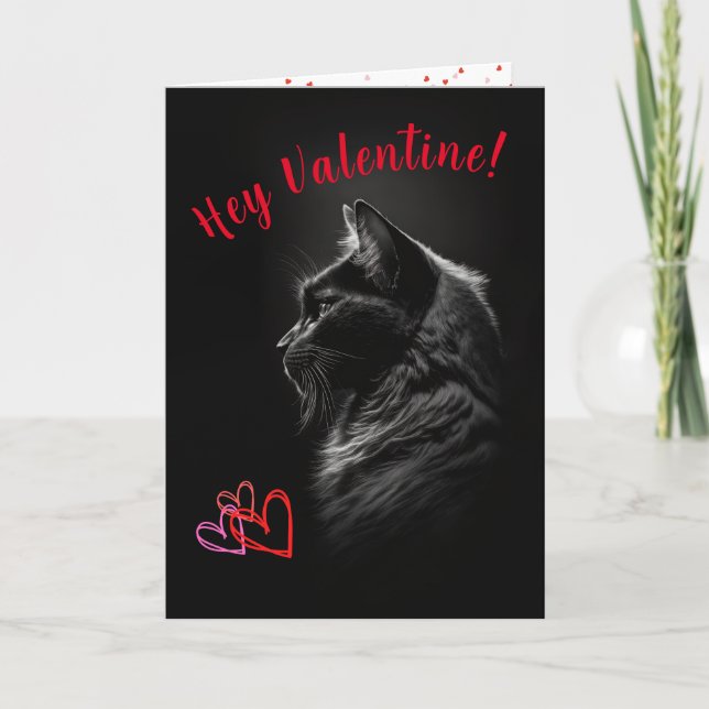 Black Cat Valentine Day Card för alla föräldrar Helgkort (Framsida)