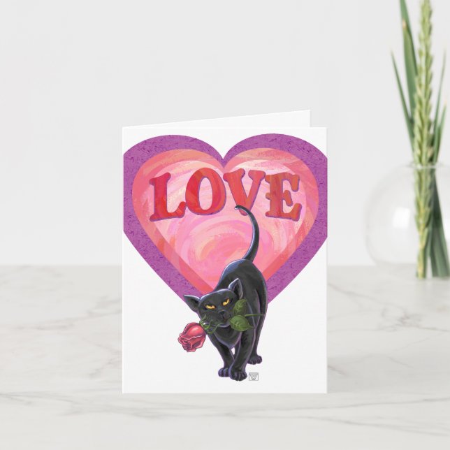 Black Cat Valentine Day Helgkort (Framsida)