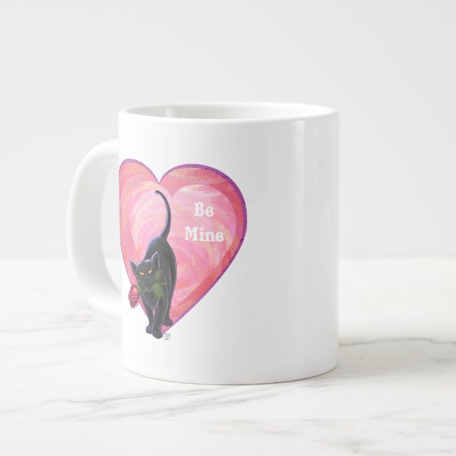 Black Cat Valentine Day Jumbo Mugg (Framsida vänster)
