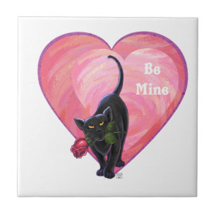 Black Cat Valentine Day Kakelplatta