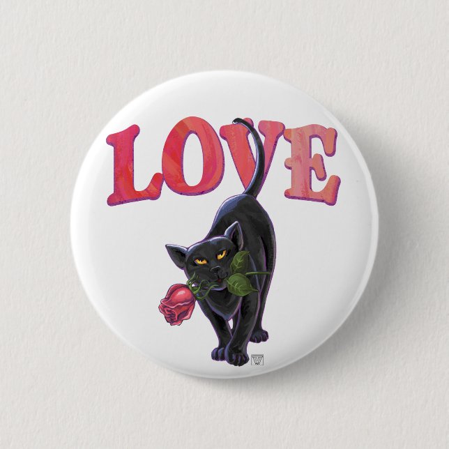 Black Cat Valentine Day Knapp (Framsida)