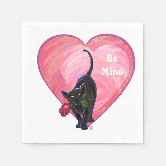 Black Cat Valentine Day Pappersservett (Framsidan)