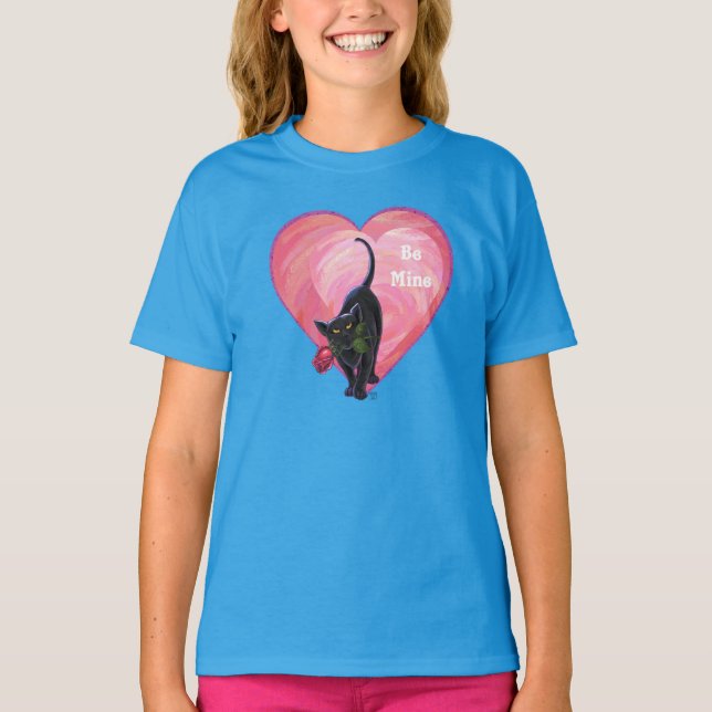 Black Cat Valentine Day T-shirt (Framsida)