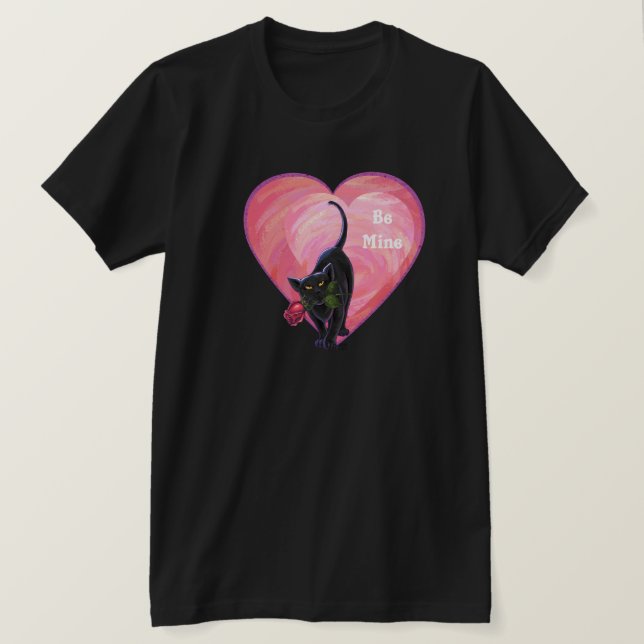 Black Cat Valentine Day Tee Shirt (Design framsida)