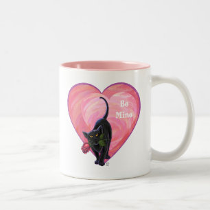 Black Cat Valentine Day Två-Tonad Mugg
