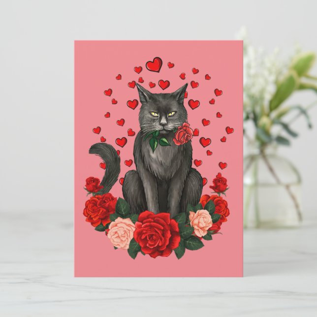 Black Cat Valentines day Boys Girls Officiell Teen Inbjudningar (Stående Fram)