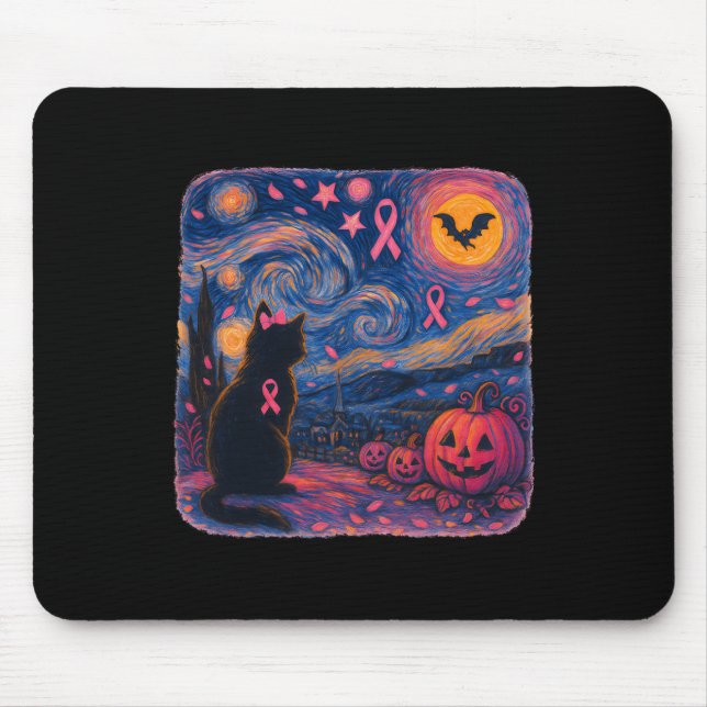 Black Cat Van Gogh Halloween Breast Cancer Awarene Musmatta (Framsidan)