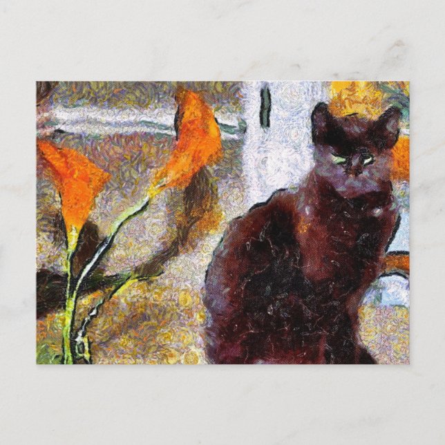 Black Cat Van Gogh-vykort Vykort (Framsida)